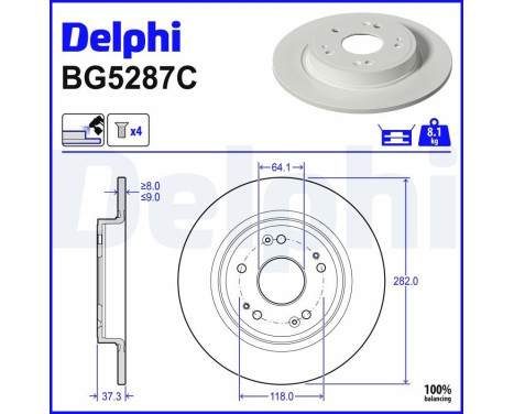 Brake disc BG5287C Delphi