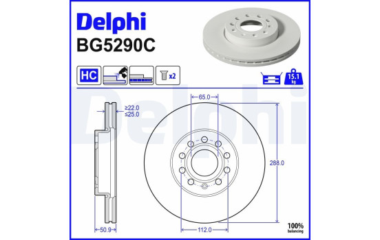 Brake disc BG5290C Delphi