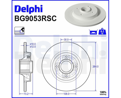 Brake Disc BG9053RSC Delphi