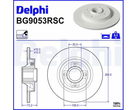 Brake Disc BG9053RSC Delphi