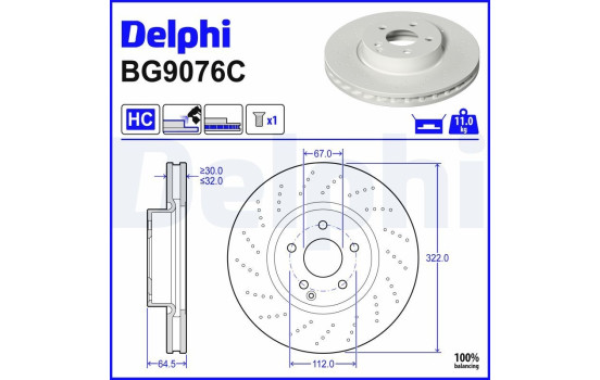 Brake Disc BG9076C Delphi
