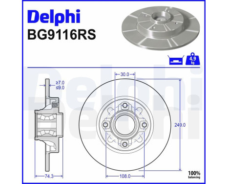 Brake Disc BG9116RS Delphi