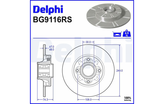 Brake Disc BG9116RS Delphi