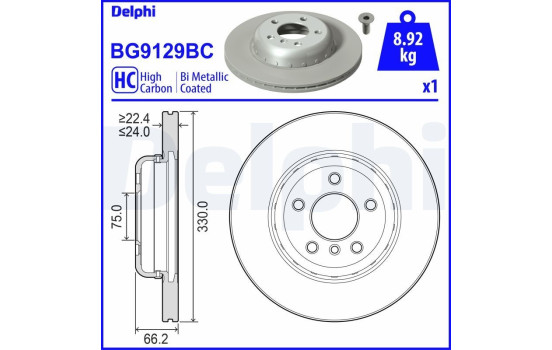Brake disc BG9129BC Delphi