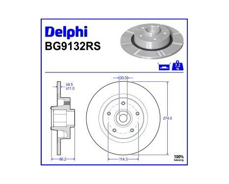 Brake Disc BG9132RS Delphi