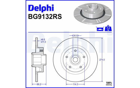 Brake Disc BG9132RS Delphi