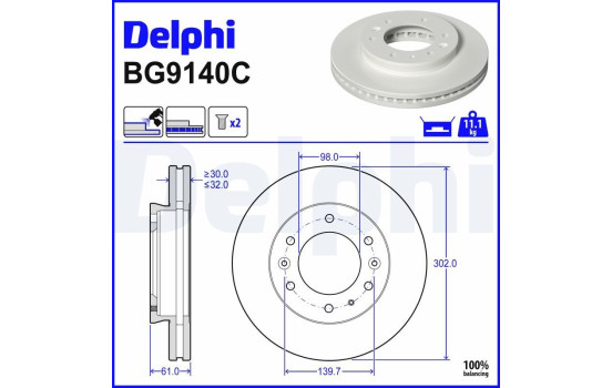 Brake Disc BG9140C Delphi, Image 3