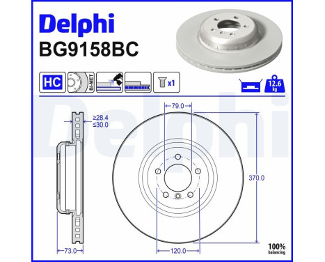 Brake disc BG9158BC Delphi