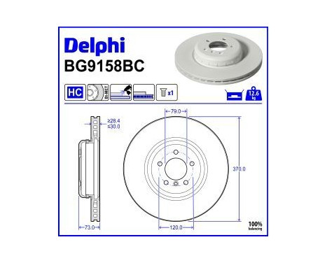 Brake disc BG9158BC Delphi