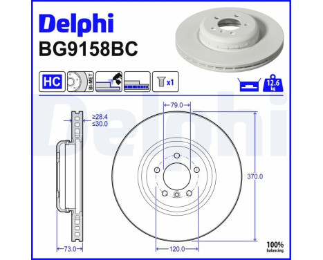 Brake disc BG9158BC Delphi