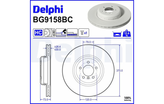 Brake disc BG9158BC Delphi