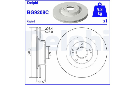 Brake Disc BG9208C Delphi
