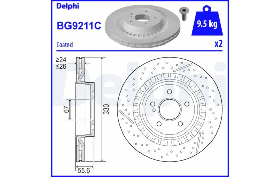 Brake Disc BG9211C Delphi
