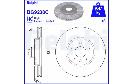 Brake Disc BG9238C Delphi