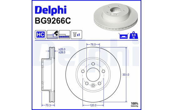 Brake Disc BG9266C Delphi, Image 3