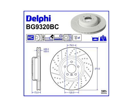Brake disc BG9320BC Delphi