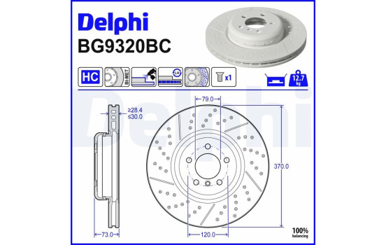 Brake disc BG9320BC Delphi