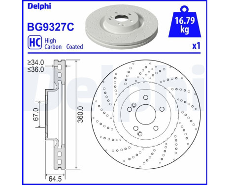 Brake disc BG9327C Delphi