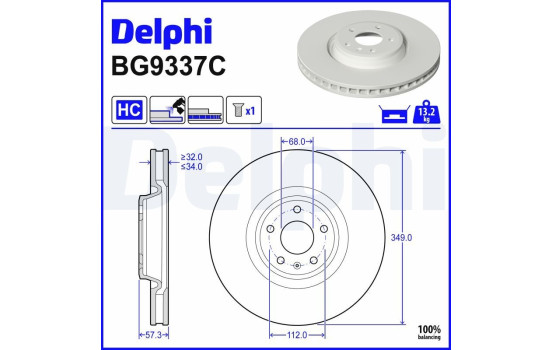Brake Disc BG9337C Delphi, Image 3