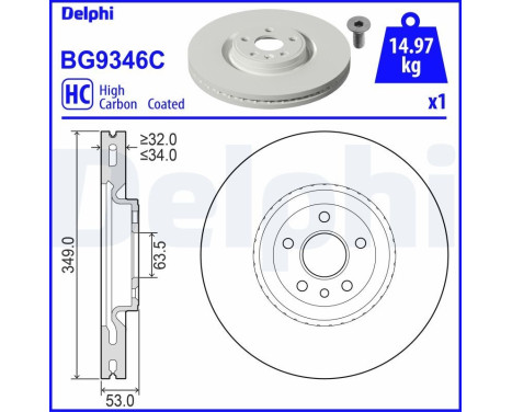 Brake Disc BG9346C Delphi