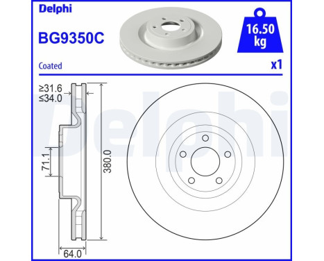 Brake Disc BG9350C Delphi
