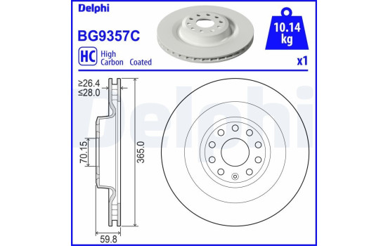 Brake Disc BG9357C Delphi