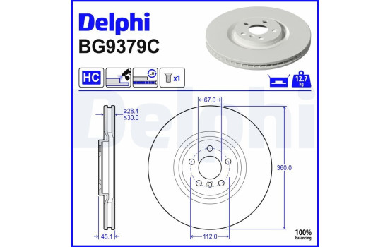 Brake disc BG9379C Delphi