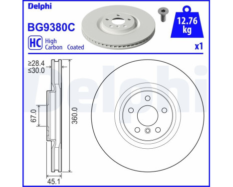 Brake disc BG9380C Delphi