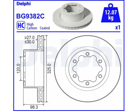 Brake disc BG9382C Delphi