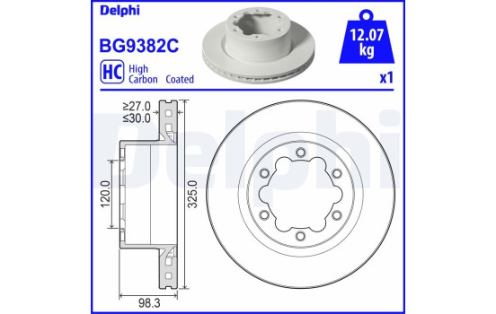 Brake disc BG9382C Delphi