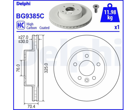 Brake disc BG9385C Delphi