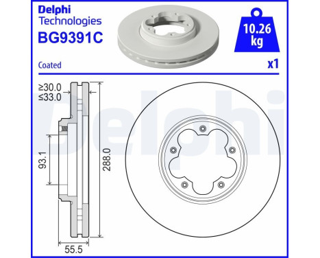 Brake disc BG9391C Delphi