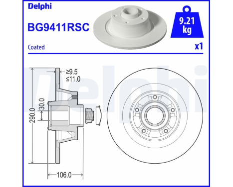 Brake Disc BG9411RSC Delphi