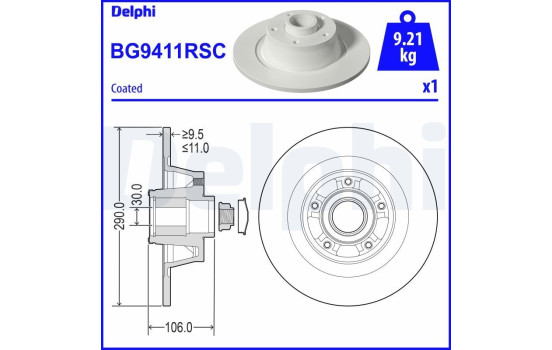 Brake Disc BG9411RSC Delphi