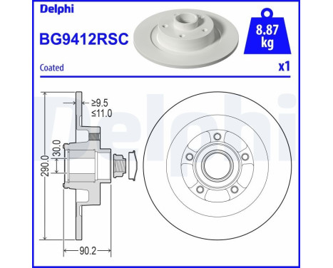 Brake Disc BG9412RSC Delphi