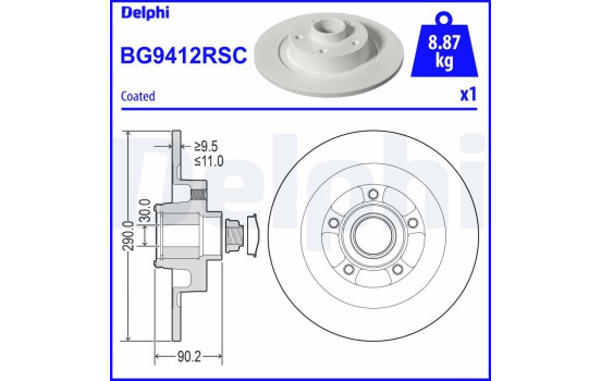 Brake Disc BG9412RSC Delphi