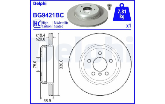 Brake disc BG9421BC Delphi