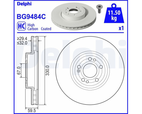 Brake Disc BG9484C Delphi