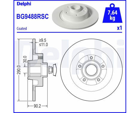 Brake Disc BG9488RSC Delphi, Image 2