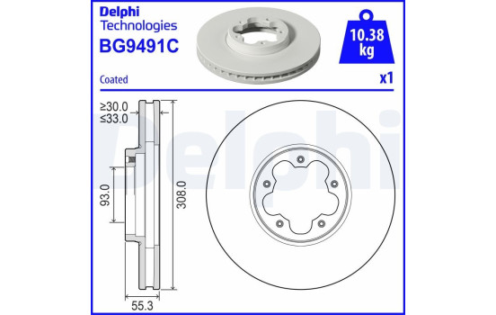 Brake disc BG9491C Delphi