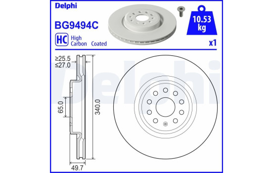 Brake disc BG9494C Delphi