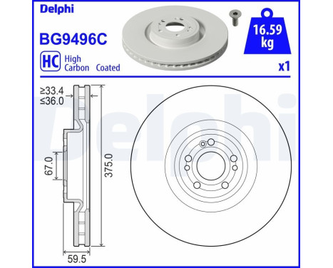 Brake disc BG9496C Delphi