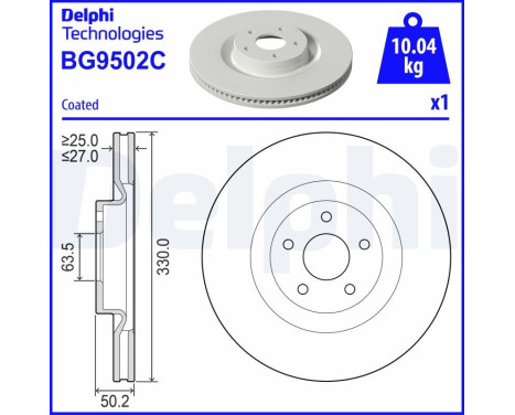 Brake disc BG9502C Delphi