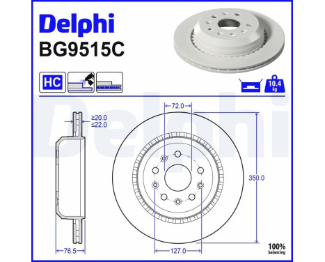 Brake disc BG9515C Delphi