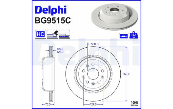Brake disc BG9515C Delphi