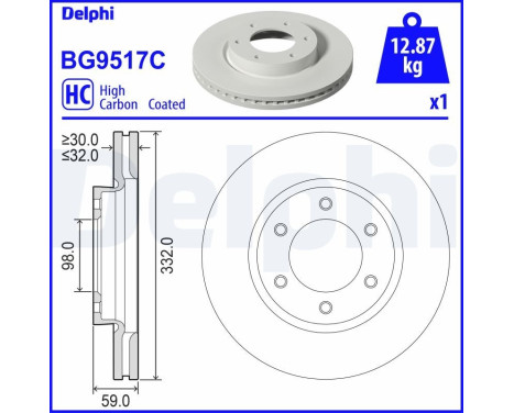 Brake disc BG9517C Delphi
