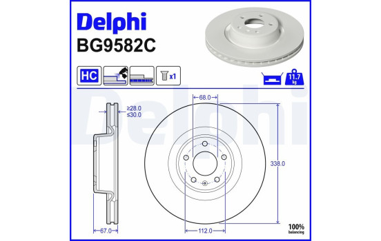 Brake disc BG9582C Delphi