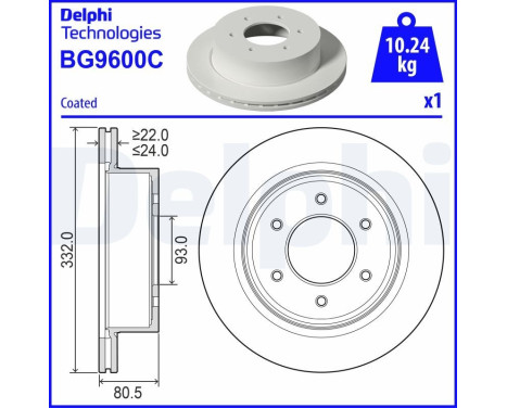 Brake disc BG9600C Delphi