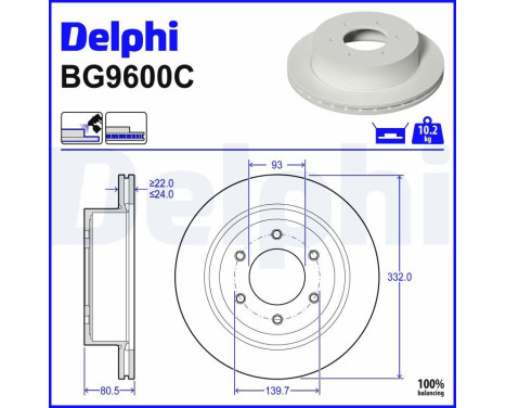 Brake disc BG9600C Delphi
