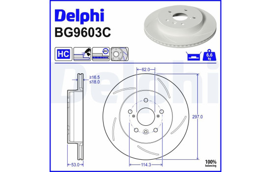 Brake disc BG9603C Delphi